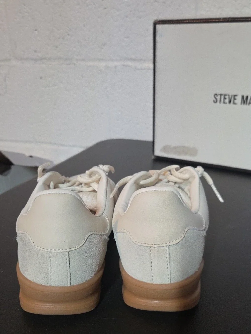 Steve Madden Women's Verdict Off-White Sneakers with Gum Sole